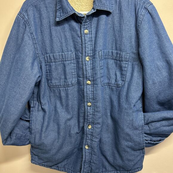 Vintage Wrangler Men’s Small Sherpa Fleece Lined Lightweight Denim Shirt Jacket - Picture 5 of 8
